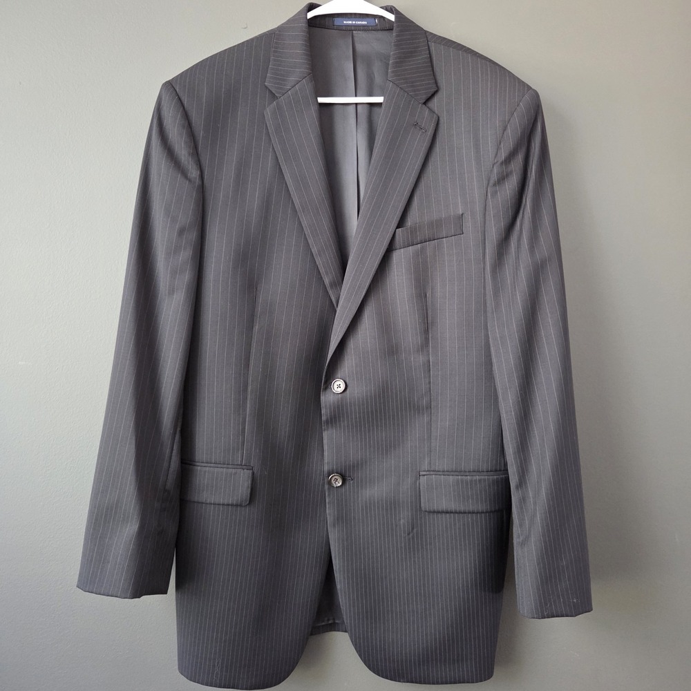 Ralph by Ralph Lauren Men's 42R 100% Wool‎ Black Pinstripe Sport Coat Blazer